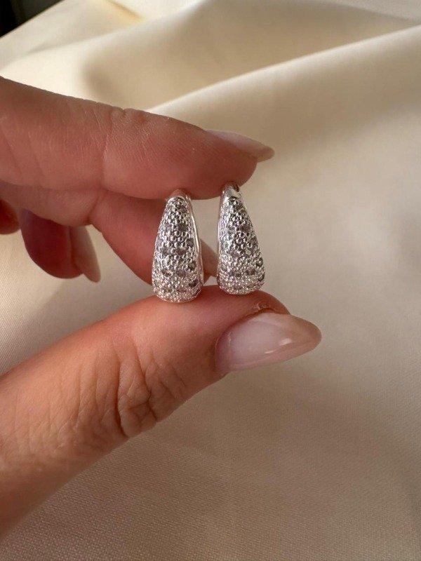 Producto - Aros bombe cristal - Acero blanco