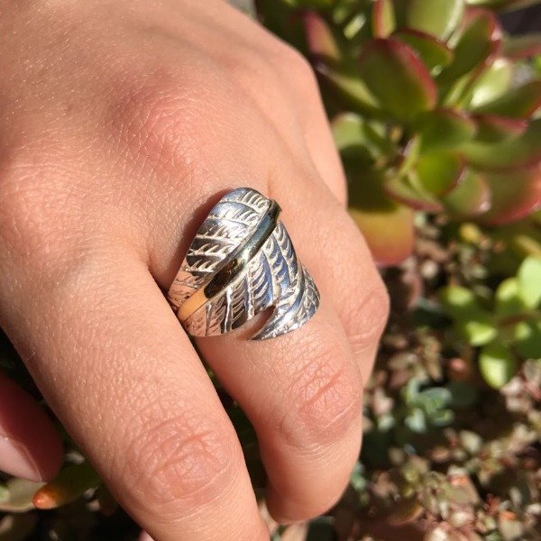 Producto - Anillo Hoja Plata y Oro