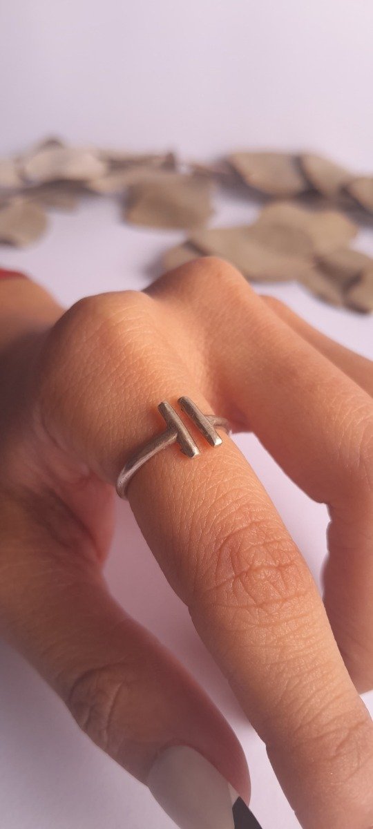 Producto - Anillo plata geométrico puente