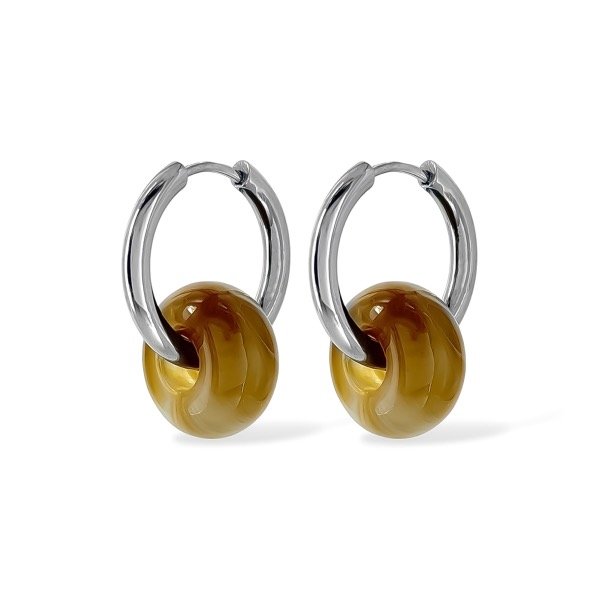 Producto - Aros argolla de acero quirúrgico - Dona marron claro