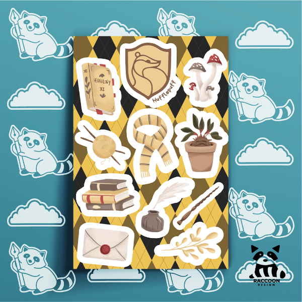 Producto - Plancha de Stickers Hufflepuff - Harry Potter