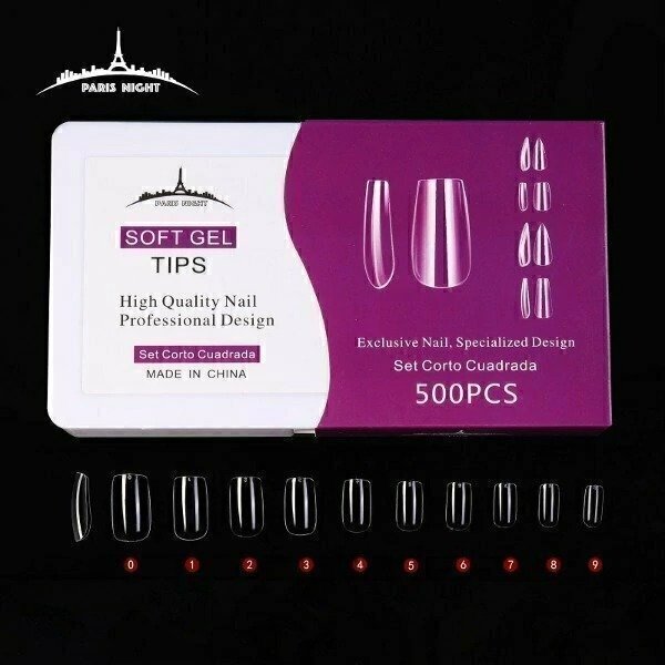 Producto - Tips soft gel CUADRADA CAJA VIOLETA (20759-1) PARIS NIGHT