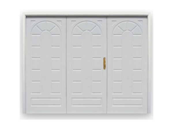 Producto - Portón de tres hojas doble chapa inyectado estilo coliseo blanco