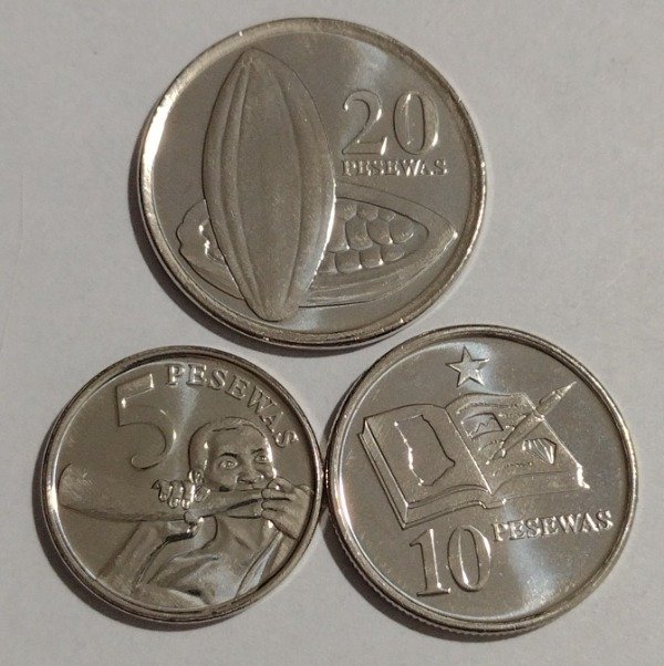 Producto - Lote de 3 monedas de Ghana 5, 10 y 20 pesewas 2016