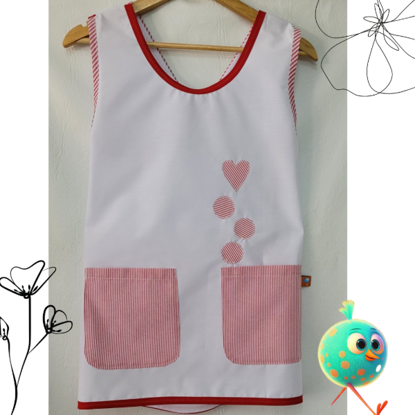 Producto - Círculos y corazón mil rayas rojo