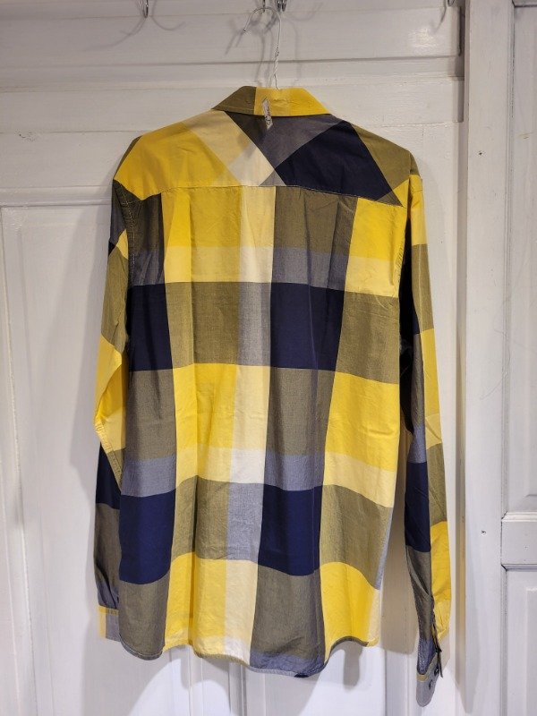 Producto - Camisa LACOSTE cuadrille azul y amarillo-Talle M- PRECIO: 72X - 2