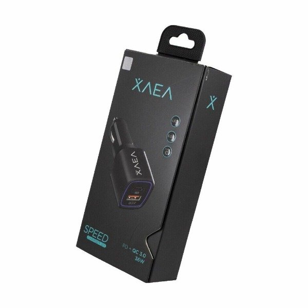 Producto - Cargador auto 12V MOD 38 XAEA -SPEED - PD + QC 3.0 - NEGRO