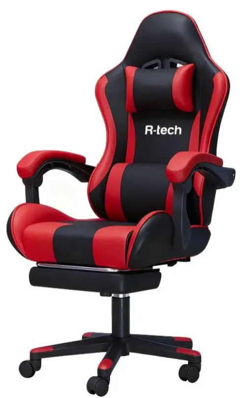 Producto - Silla Gamer Tecnico Rtech Negra y Roja Soporta Hasta 110kg - 1