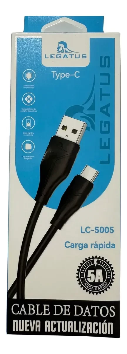 Producto - Cable Usb Tipo C Legatus Lc-5005 5a Carga Rápida 1m, COLOR CRUDO