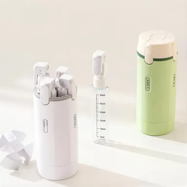 Producto - ENVASE DISPENSER DE CHAMPU CREMAS PARA VIAJE 4 EN 1 RECARGABLE 120ML 17CM X 6CM - 1
