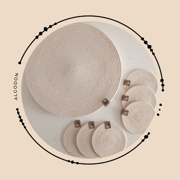 Producto - Set Plato Sitio 34 cm. Posavaso 12 cm x 6 Un.