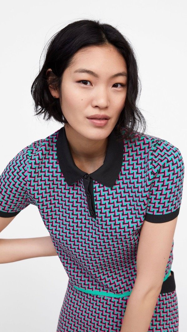 Producto - Polo de punto jacquard geométrico de Zara