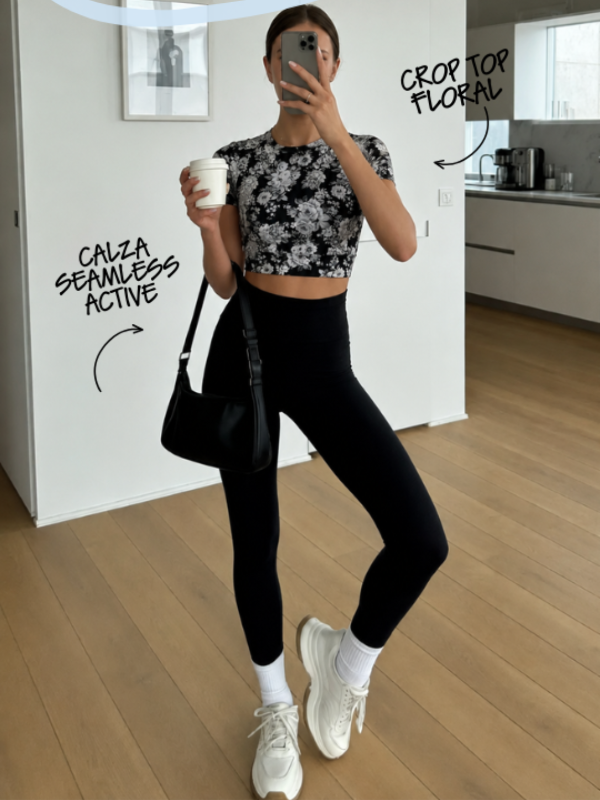 Producto - CALZA ACTIVE Y CROP BLANCO Y NEGRO - 0