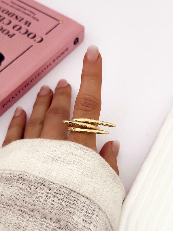Producto - Anillo Regulable Cruce Acero Dorado
