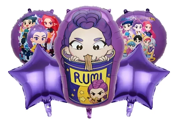 Producto - Set de 5 globos guerreras kpop