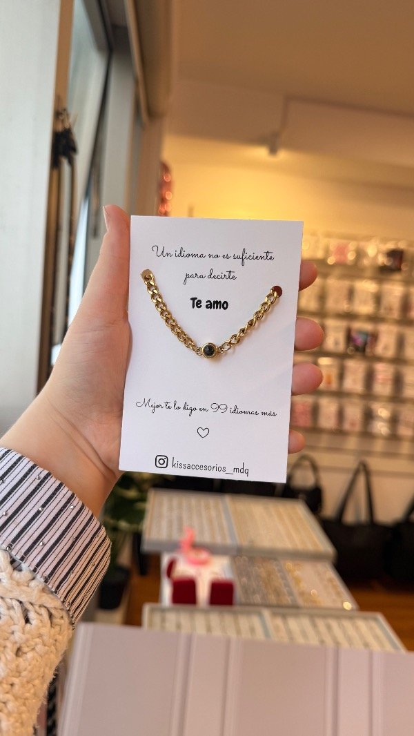 Producto - Pulsera de acero dorado con productor te amo en 100 idiomas - 1