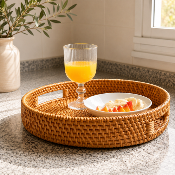 Producto - Set x2 Bandeja Redonda Rattan - 2