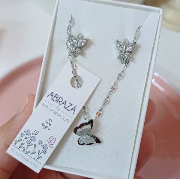 Producto - Collar + Aros Mariposa
