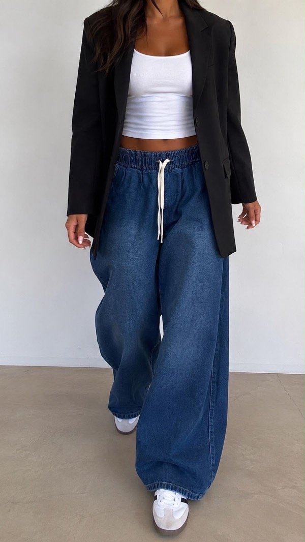 Wide leg elástico nina tiro medio