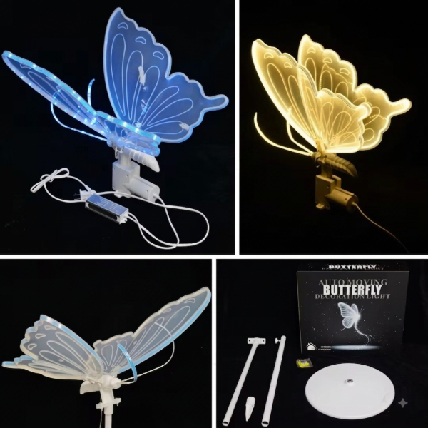 Producto - Mariposa Luz Led Con Movimiento Decoración Tenencia Eventos - 3