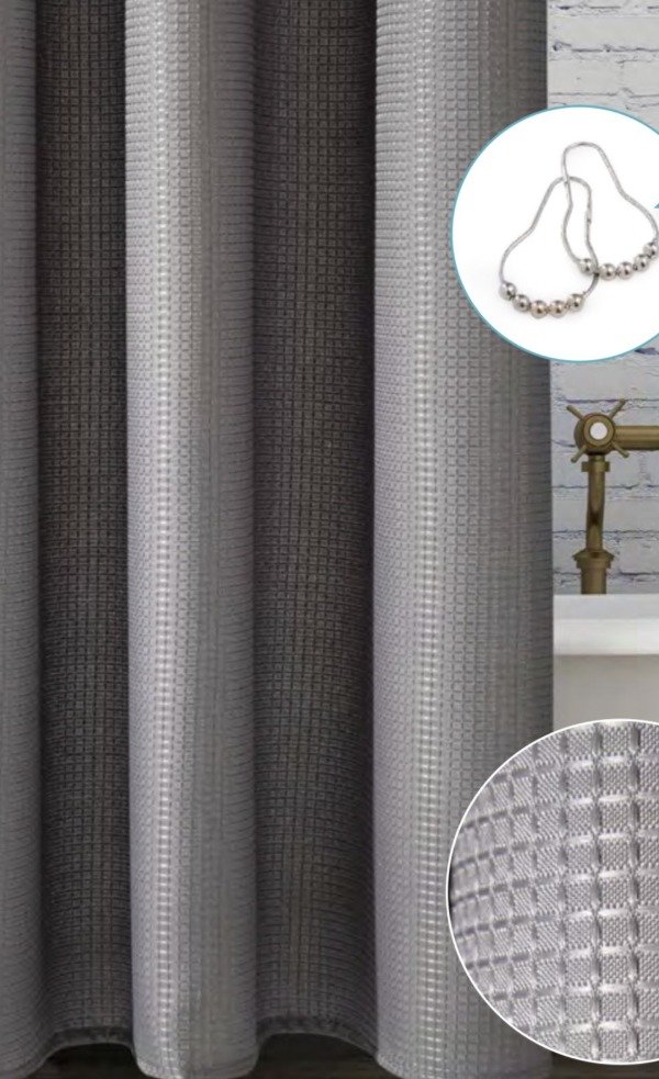 Producto - KIT CORTINA PANAL GRIS + GANCHOS METALICOS