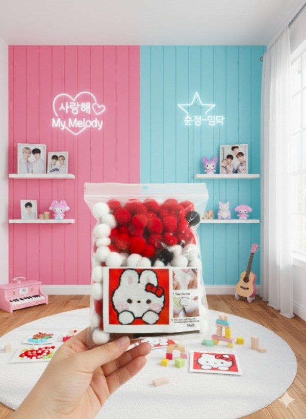 Producto - Cuadro para colocar pompones manualidad infantil 30x30cm