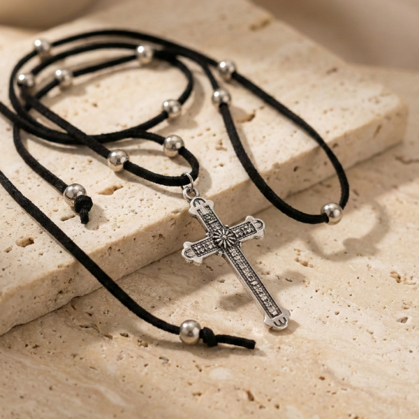 Producto - Collar Lazo de Gamuza Cruz Black