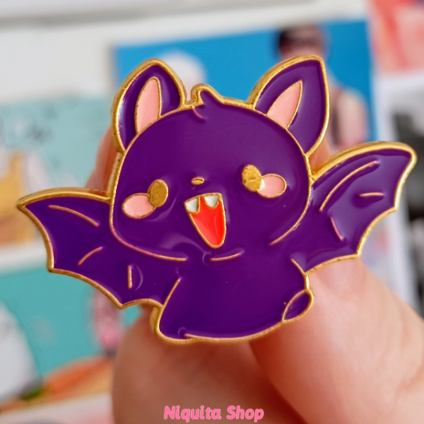 Producto - Murciélago kawaii pin metálico