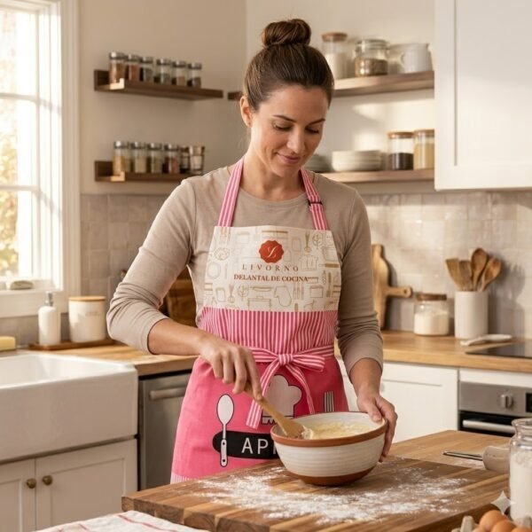 Producto - CC11006 DELANTAL ROSA RAYAS