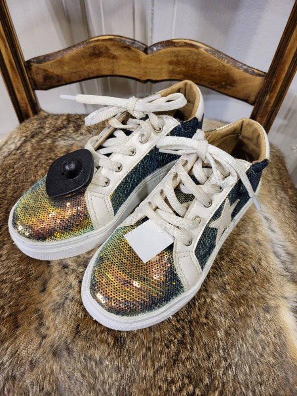 Producto - Zapatillas CARA Y SECA paillettes tornasolados NUEVAS Talle 31 - PRECIO: 50X