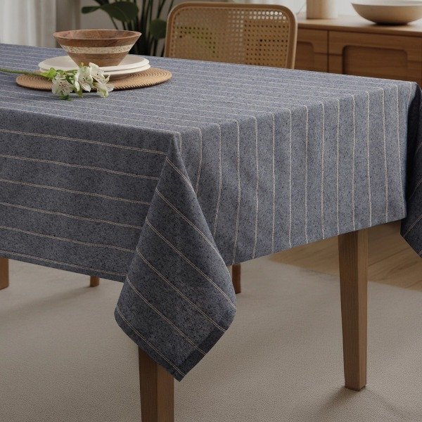 Producto - Mantel con tejido hilado color con diseño a rayas. 150 x 250 cm
