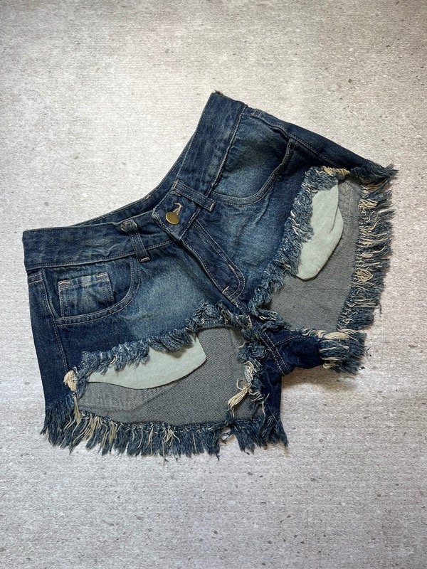 Producto - Short azul óxido desflecado