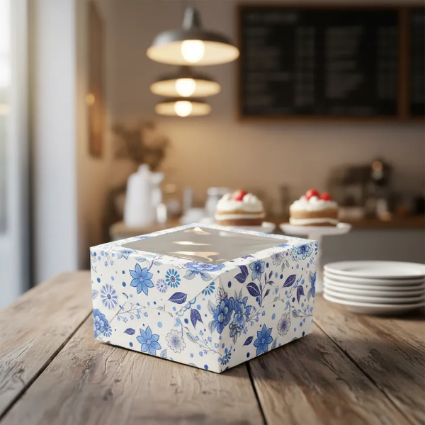 Producto - caja 17x17x10 estampado FLOR AZUL
