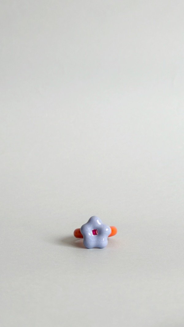 Producto - Anillo flor celeste y naranja 1 - 0
