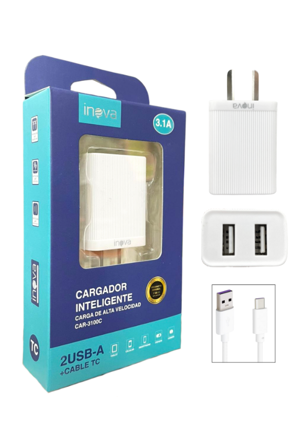 Producto - CARGADOR INOVA USB A TIPO C 3.1A 3100