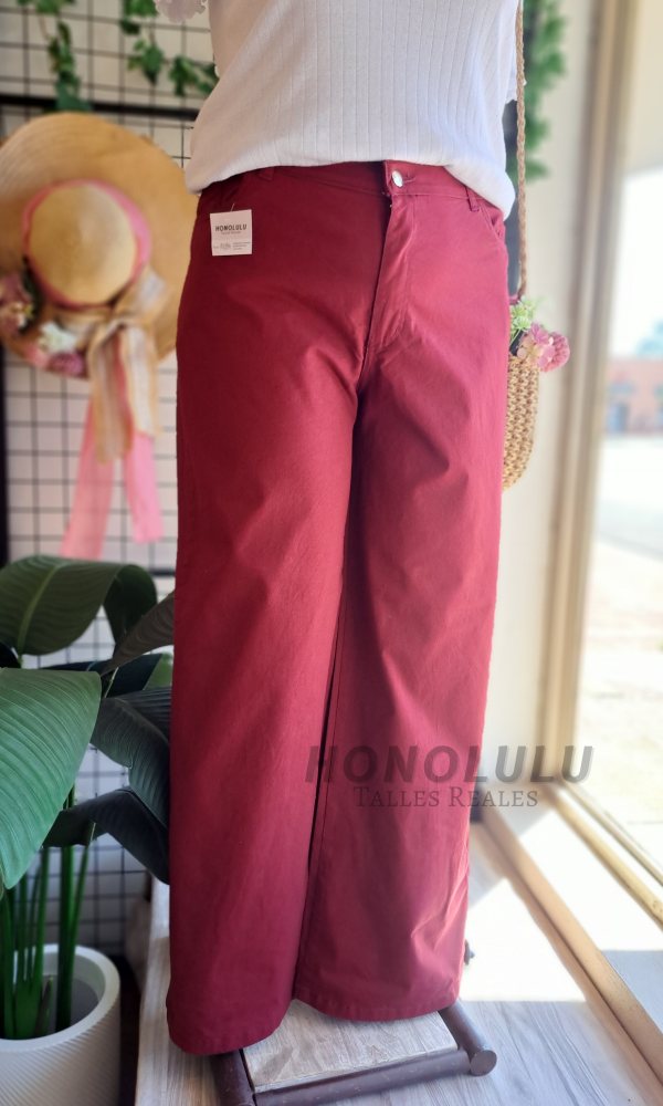 Producto - Pantalon Wide Leg Gabardina Bordo