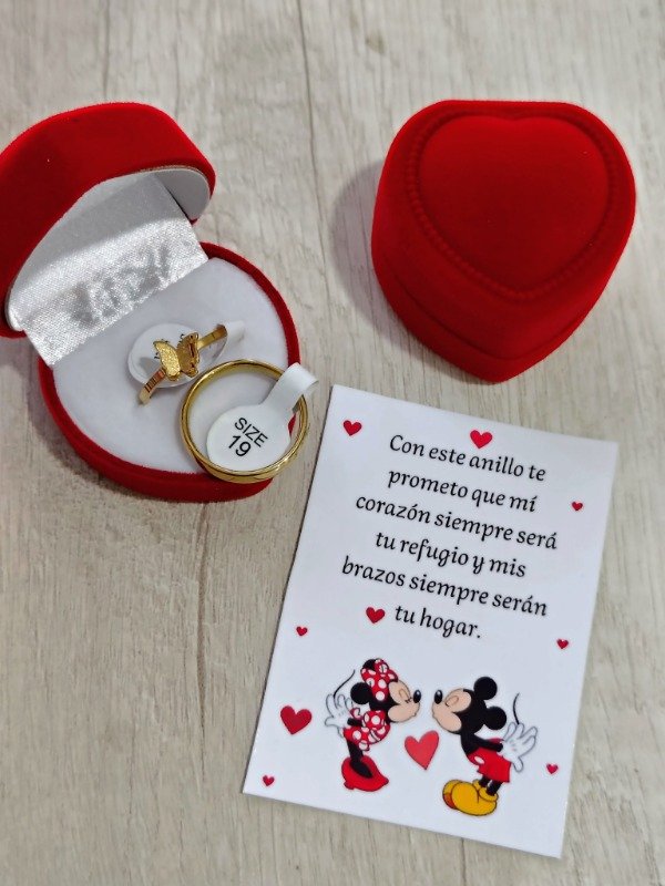 Producto - Anillo mariposa dorada+ alianza con cajita y tarjeta