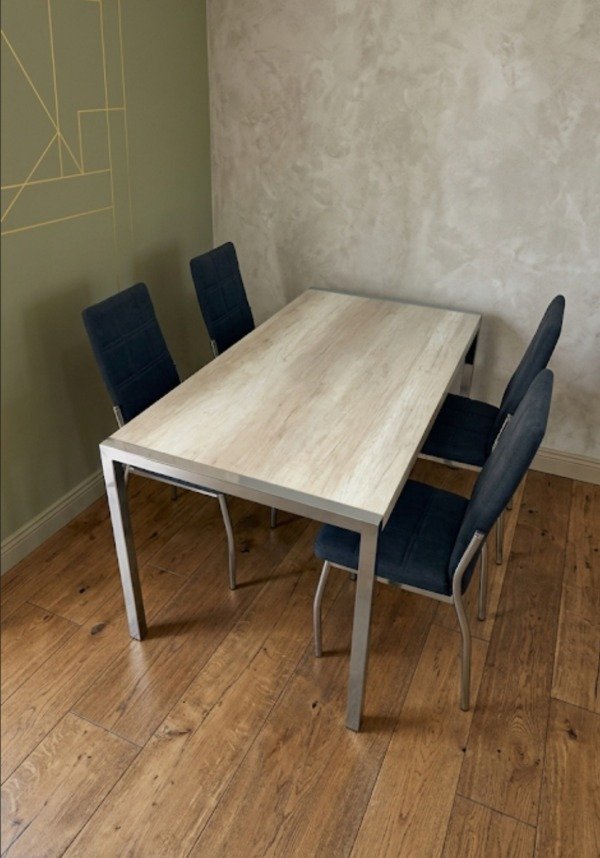 Producto - Mesa Copenhague 1.20x0.70m/ sillas Sevilla TAPIZADO premium CROMADO - 1