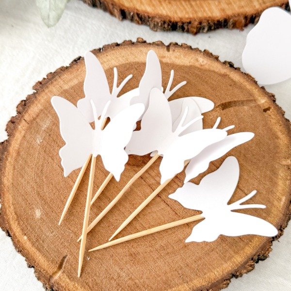 Producto - Toppers Mariposas blancas chicas x 6