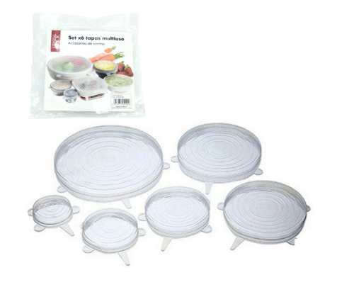 Producto - SET X6 TAPAS SILICONA REDONDAS