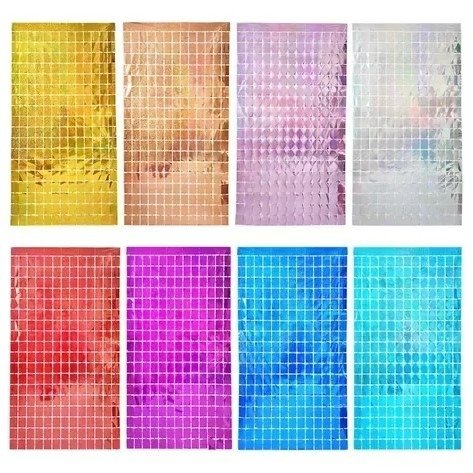 Producto - Cortina cuadrados grandes holográficas 1mt x 2mts - 0