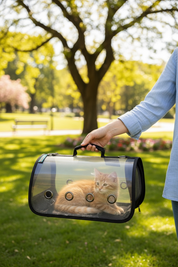 Producto - BOLSO TRANSPORTADOR TRANSPARENTE 37x22x22cm