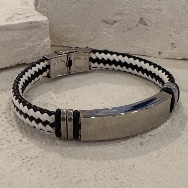Producto - Pulsera cuero black and white
