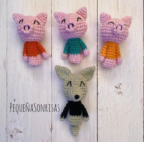 Producto - TÍTERES DE DEDO "LOS TRES CHANCHITOS Y EL LOBO" - 1