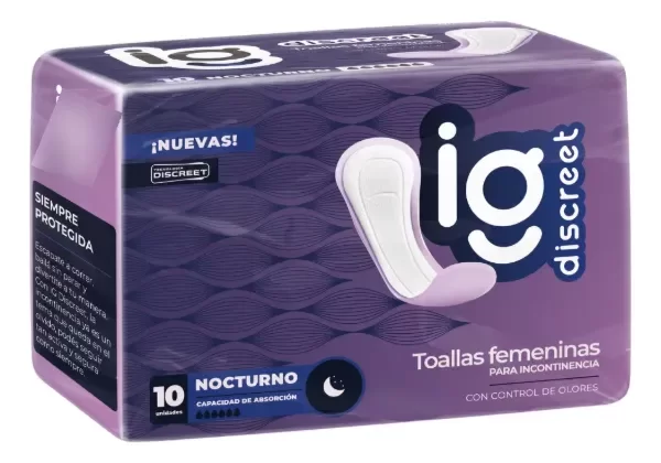 Producto - Toallas IG DISCREET Nocturna para Incontinencia femenina x 10u