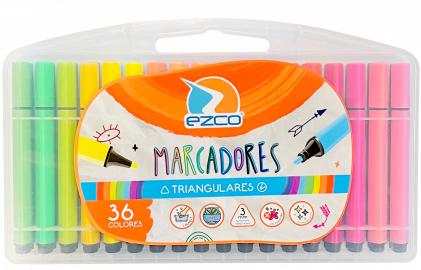 Producto - MARCADOR TRIANGULAR EZCO X 36 COLORES