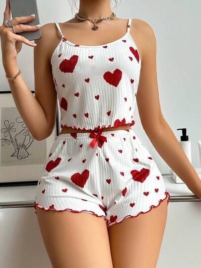Producto - PIJAMA CORAZONES ROJO XXL