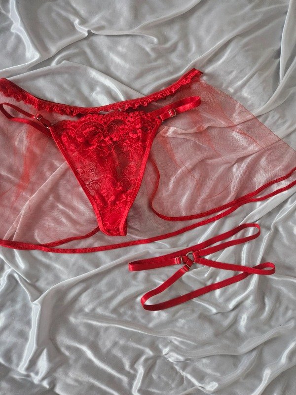 Producto - SET EROTICO ROJO(A31 B) POLLERITA + TANGA+ LIGUERO
