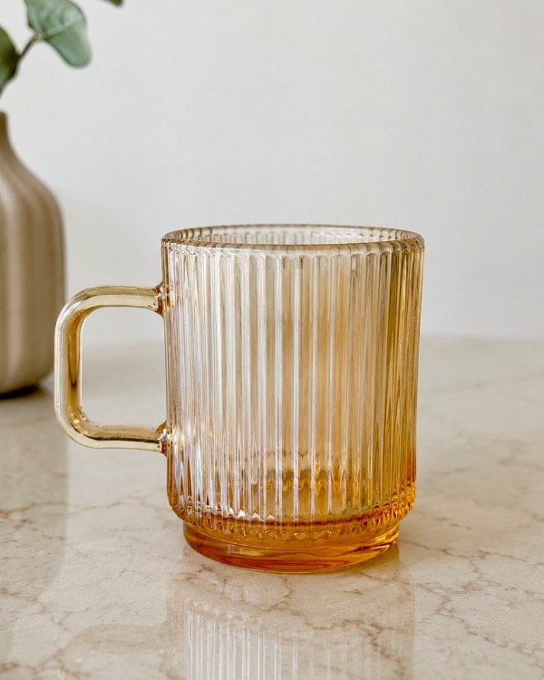 Producto - SET x 6 TAZAS RAYADAS ÁMBAR