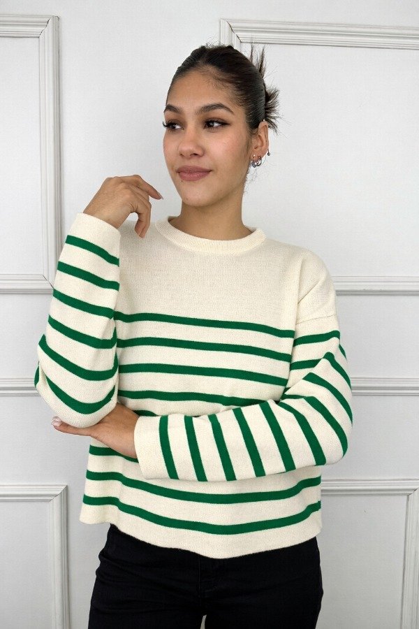 Producto - Sweater Doble hilado rayado Verde Benetton